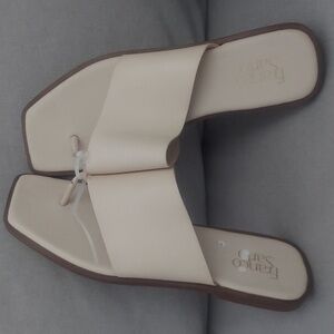 Franco Sarto Cream Upper Leather Slide Sandals Size 11M